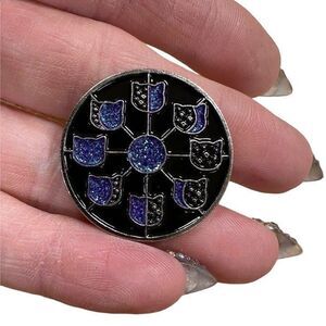 TOTAL ECLIPSE KITTY CAT Enamel Pin Black Purple Glitter Celestial Cat Design